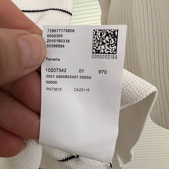 Boss Hugo Boss Fenella White Black Stripe Knit Pullover 3/4 Bell Sleeves Sz M - Picture 15 of 16